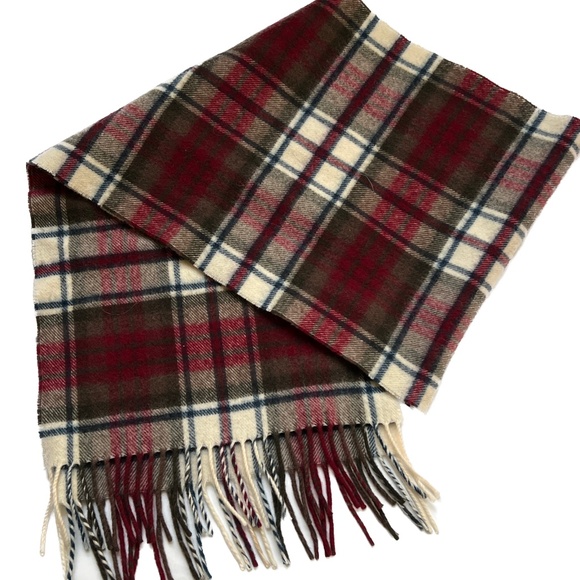 James Pringle Scarf 100%Pure NEW Wool Red  & Green Plaid Tartan Rectangle Fringe - Picture 1 of 5